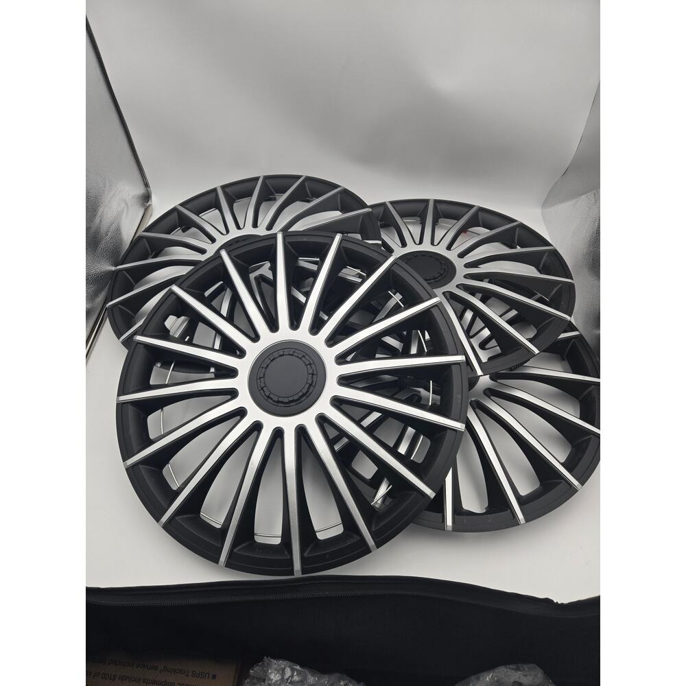 17" Austin Wheel Covers Hubcaps Silver Black Set of 4 Open Box